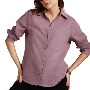 HIGH STAR Women's Cotton Oversized Fit Shirt